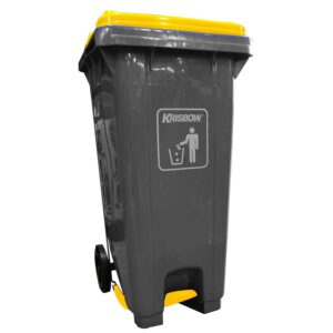 Tempat Sampah Dust Bin Grey 120L Pedal & Yellow LID Krisbow KW1801271-0