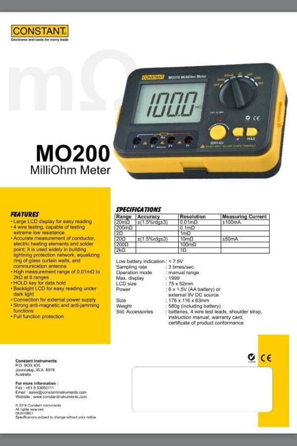 Meter Milli Ohm Constant MO200-29020