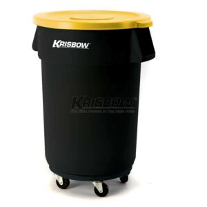 Tempat Sampah Round Bin Black 167L & Yellow Cover Krisbow-0