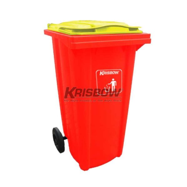 Tempat Sampah Dust Bin Neo Red 120L With Yellow LID Krisbow-0