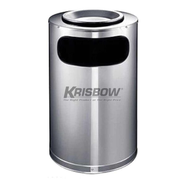 Tempat Sampah Dust Bin Round S/Steel Ashtray 38X72CM Krisbow-29625