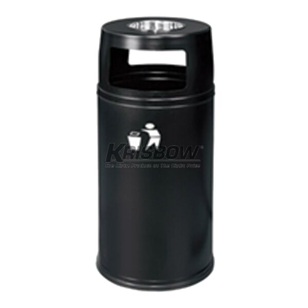 Tempat Sampah Dust Bin Round 38X94.5CM Ashtray Black Krisbow-29633