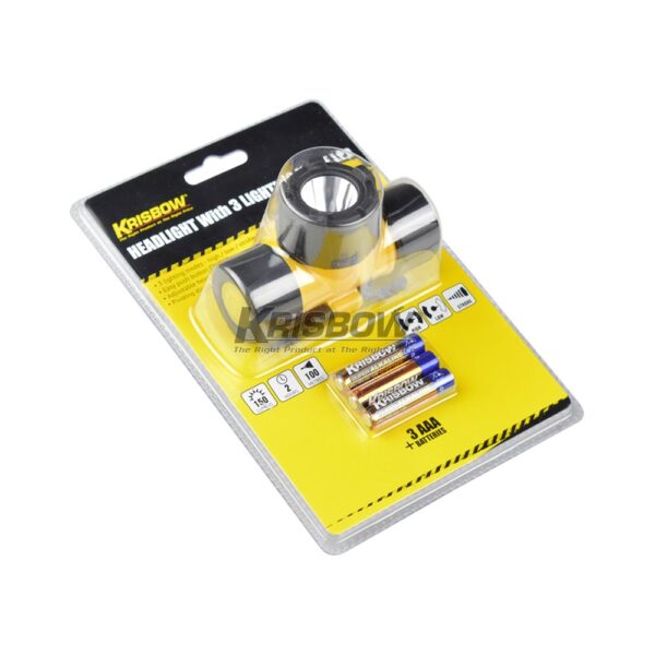 Senter Led Headlight 150LM,3XAAA & 3 Light Mode Krisbow-29792