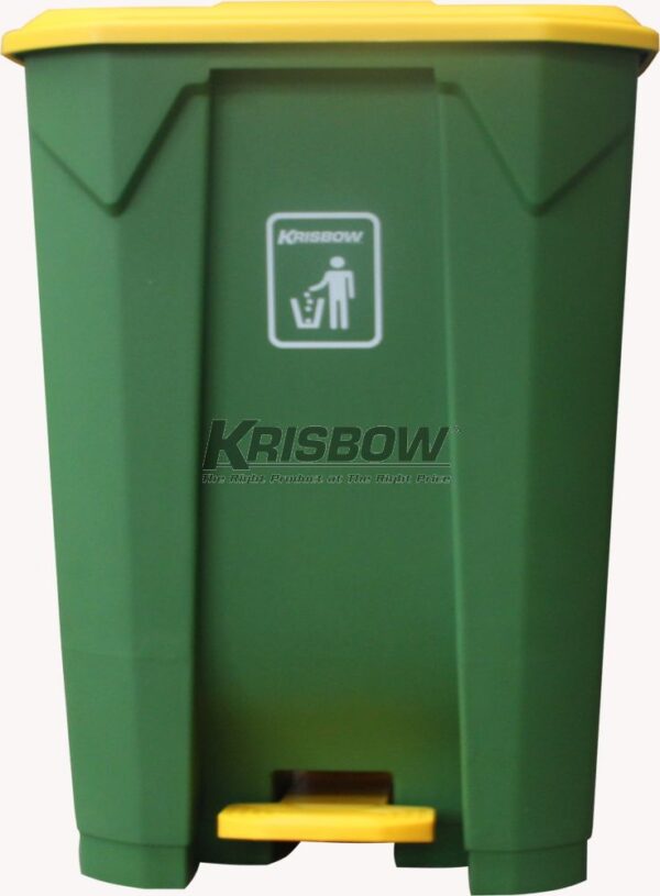 Tempat Sampah Dust Bin Green 45L Pedal And Yelow Cover Krisbow-29675