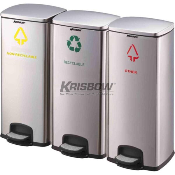 Tempat Sampah Dust Bin 3 Compartment 30 L With Pedal Krisbow-29647