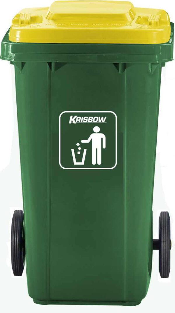 Tempat Sampah Dustbin Eco 240L Green With Yellow Lid Krisbow-0