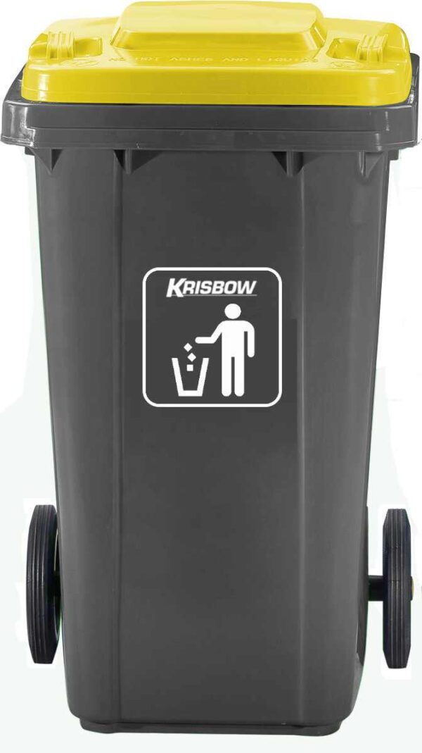 Tempat Sampah Dustbin Eco 240L Grey With Yellow Lid Krisbow-0