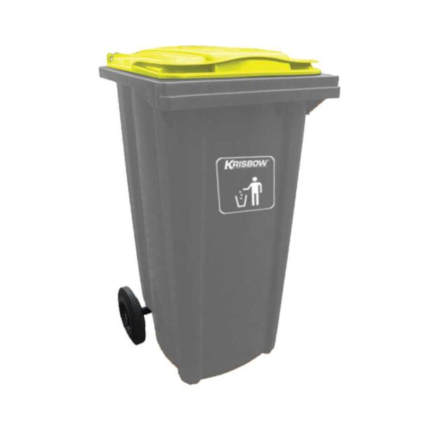 Tempat Sampah Dustbin Eco 240L Grey With Yellow Lid Krisbow-29887
