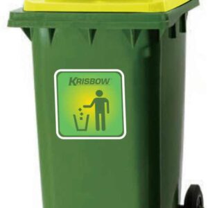 Tempat Sampah Dustbin Grey 120L Push Cover Yellow Lid Krisbow-0