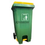 Tempat Sampah Dustbin Dark Green 240L Pedal&Yellow LID Krisbow-0
