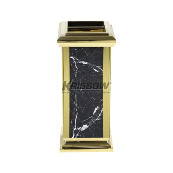 Tempat Sampah Dust Bin Gold Marble With Ashtray Krisbow-29618