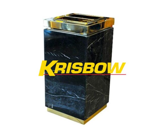 Tempat Sampah Dust Bin Gold Marble full With Ashtray Krisbow-29621