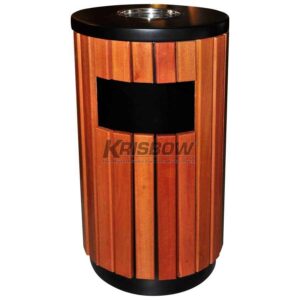 Tempat Sampah DustBin Round Artifcial Wood 40XH 75.5CM Krisbow-0