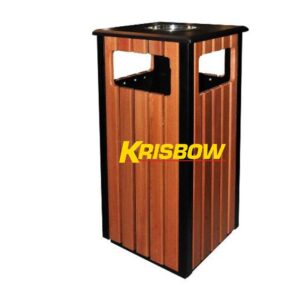 Tempat Sampah Dust Bin Artifcial Wood 35x35x81CM Krisbow-0