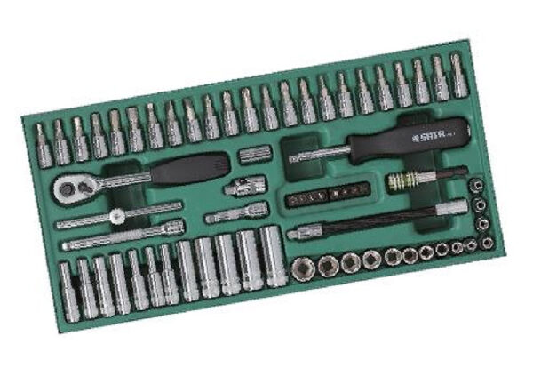 Metric Socket Tray Set 66Pcs 1/4" Drive 6 Point Sata 09901-0