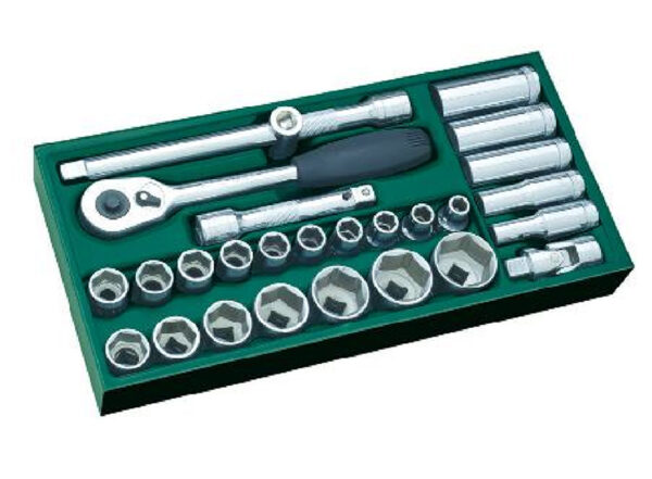 Metric Socket Tray Set 27Pcs 1/2" Drive 6 Point Sata 09903-0