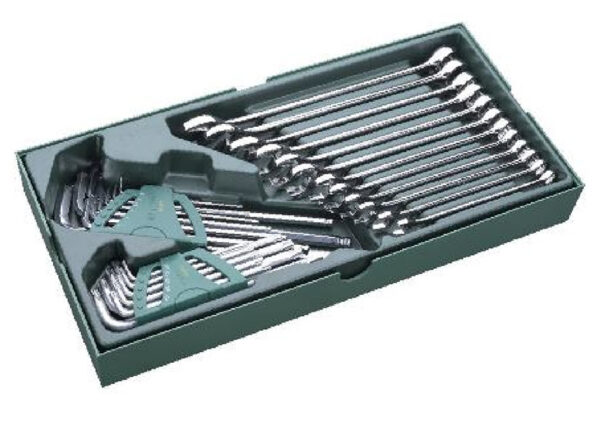 Metric Combination Wrench and Hex Key Tray Set 30Pcs Sata 09906-30540
