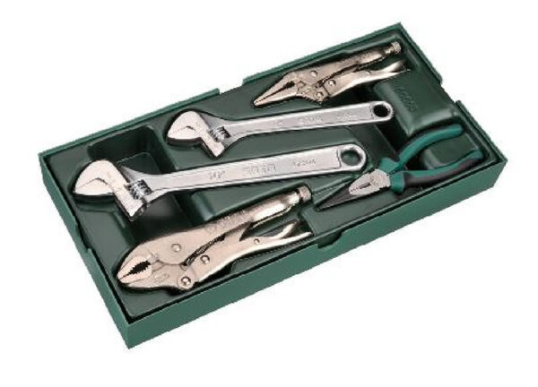 Adjustable Wrench and Pliers Tray Set 5Pcs Sata 09909-0