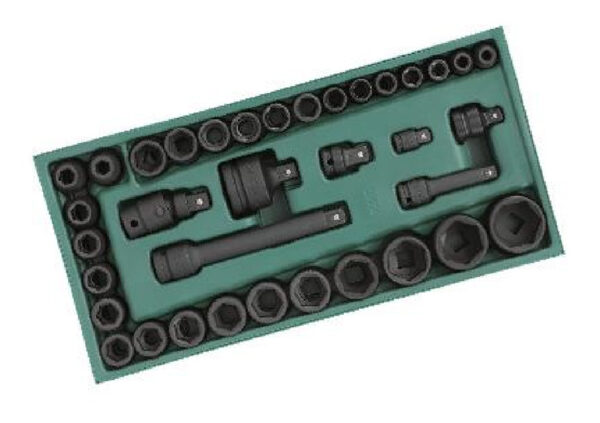 Metric Impact Socket Tray Set 36Pcs 3/8" and 1/2" Drive 6 Point Sata 09914-30554