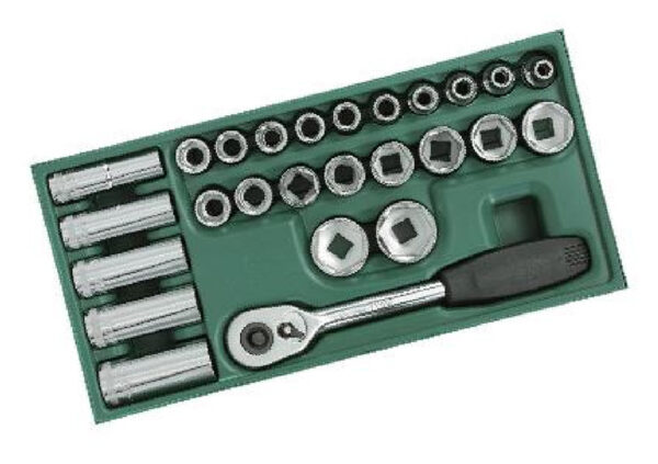 Metric Socket Tray Set 26Pcs 1/2" Drive 6 Point Sata 09915-0