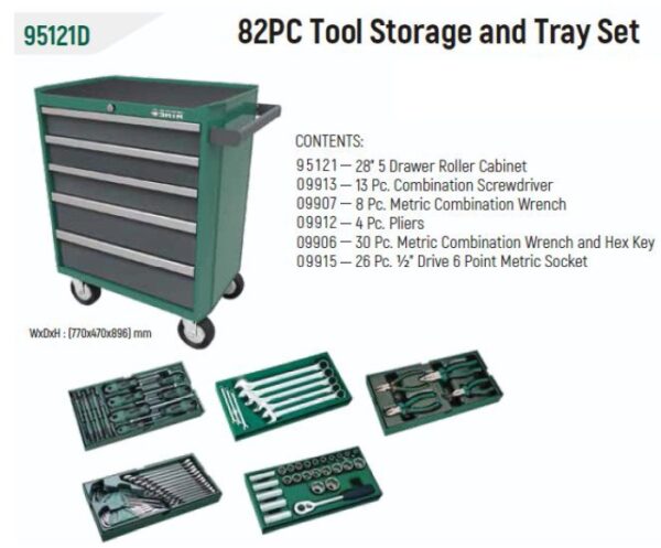Drawer Tool Trolley 5 Set 82 Pcs Sata 95121D-30516