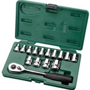 Metric Socket Set 15Pcs 1/2" Drive Sata 08005ME-0