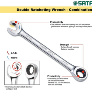 Kunci Ring Pas Combination Double Ratcheting Wrench 17 mm Sata 43613-0