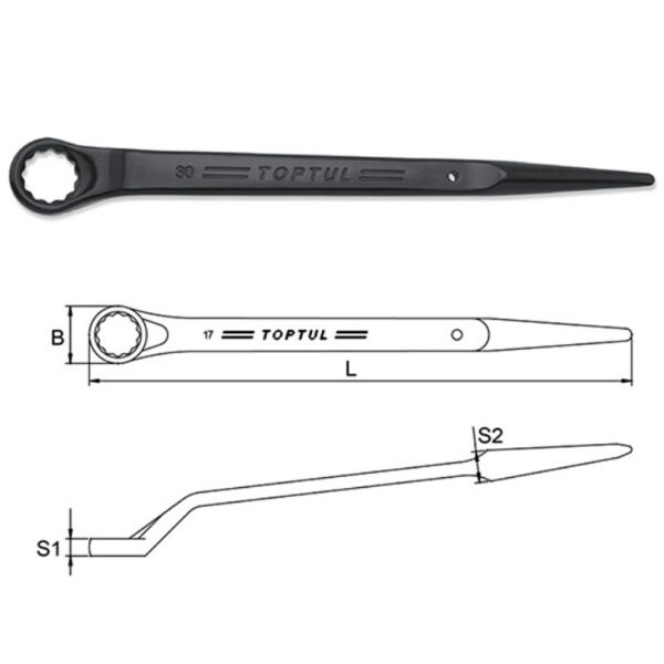 Kunci Ring Single Ring Wrench 45Deg Offset 38mm TopTul AAAS3838-31857