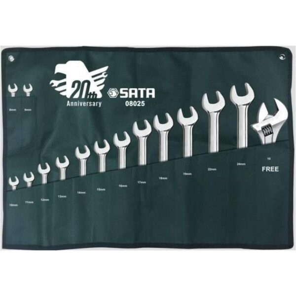 Kunci Ring Pas Set 14 + 1Pcs Free Combination Wrench Set Sata 08025-31429