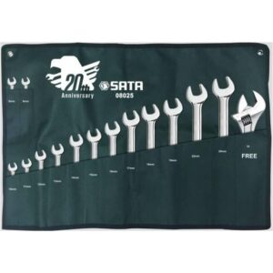 Kunci Ring Pas Set 14 + 1Pcs Free Combination Wrench Set Sata 08025-0