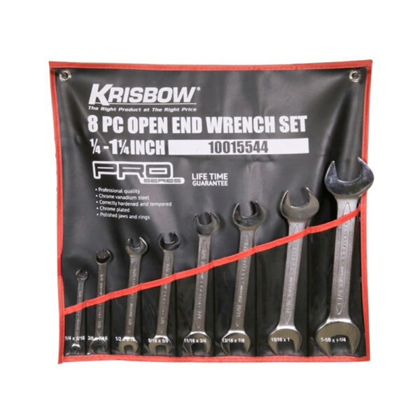 Kunci Pas Open End Wrench Set 1/4 - 1.1/4 inch 8pcs Krisbow 10015544-0