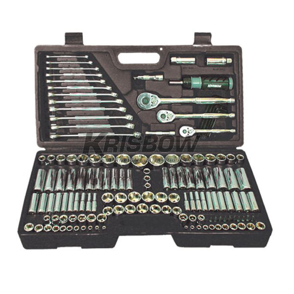 Kunci Sock Sockets Set 1/4”+3/8”+1/2” Drive, mm + inch 147pcs Krisbow 10222107-0