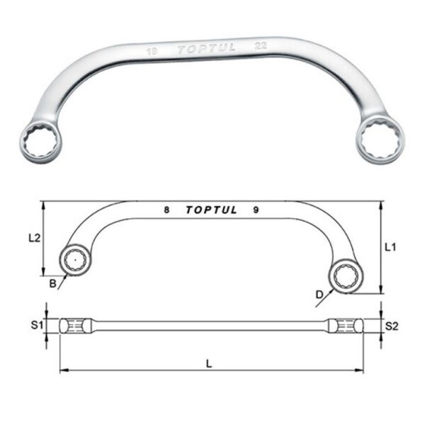 Kunci Half-Moon Ring Wrench 19x22mm TopTul AAAC1922-31926