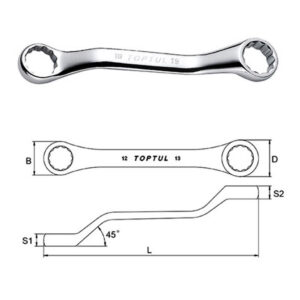 Kunci Pas Midget Double Ring Wrench 45° Offset 10x11mm TopTul AAAK1213-0