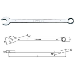 Kunci Extra Long Combination Wrench 15° Offset 16mm TopTul AAAL1616-0