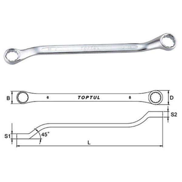 Kunci Double Ring Wrench 45 Deg Offset 10x11mm Toptul AAEH1011-32033