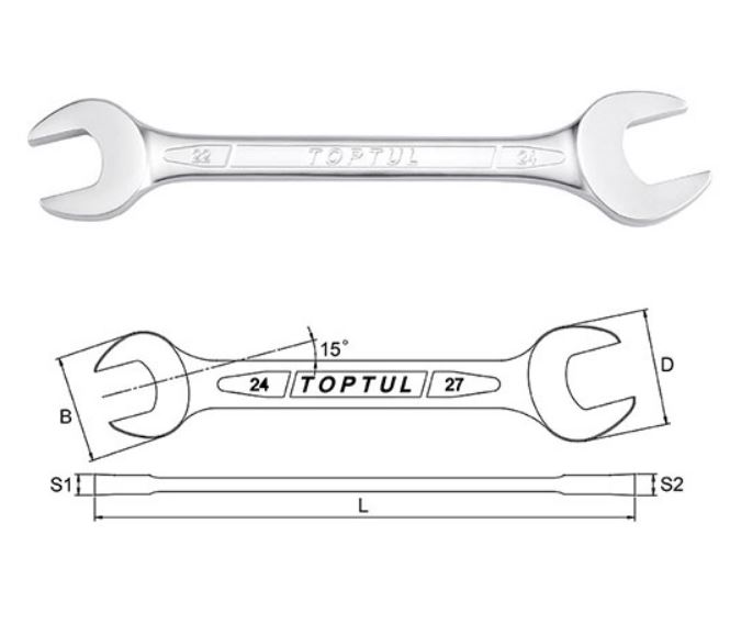 Kunci Pas Double Open End Wrench 13x17 mm Toptul AAEJ1317-0