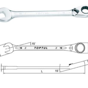 Kunci Kombinasi Reversible Ratchet Combination Wrench 11mm Toptul ABEA1111-0