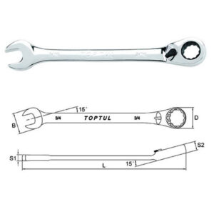 Kunci Kombinasi Reversible Ratchet Combination Wrench SAE 9/16 inch Toptul ADAA1818-0