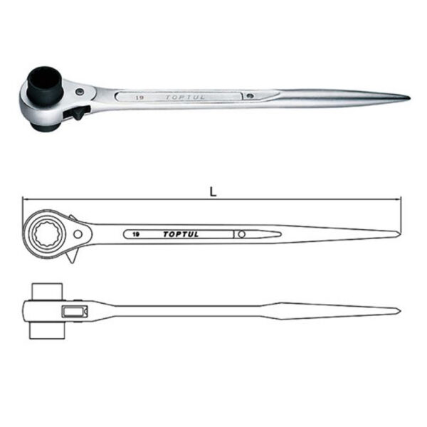 Kunci Double Socket Ratchet Wrench 17x19mm Toptul AEAH1719-32551