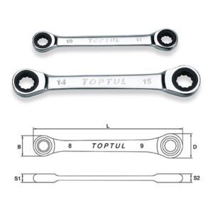 Kunci Ring Ratchet Double Ring Wrench 8x9mm Toptul AEAR0809-0