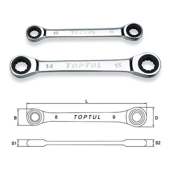 Kunci Ring Ratchet Double Ring Wrench 8x9mm Toptul AEAR0809-0