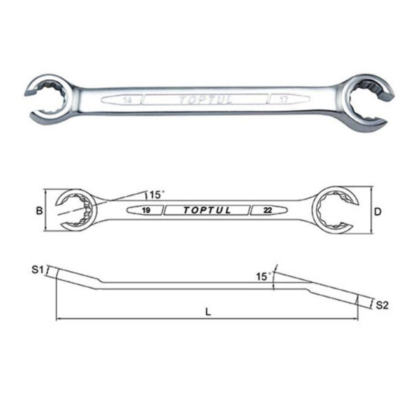 Kunci Pas 12Point Flare Nut Wrench 22x24mm Toptul AEEA2224-32579