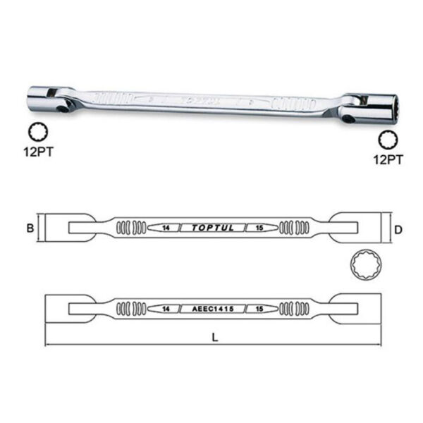 Kunci Sock Double End Swivel-Socket Wrench 21x23mm Toptul AEEC2123-32596
