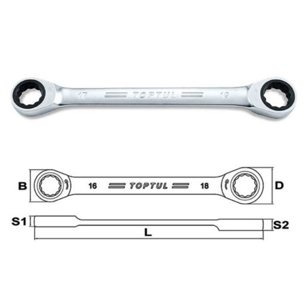 Kunci Ring Pro-Series Ratchet Double Ring 17x19mm Toptul AOAG1719-32891
