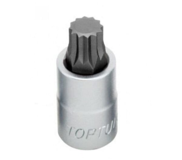 Kunci Sock Spline Bit Sockets Satin 1/2" DR M8 55 mm TOPTUL BCHA160852-0