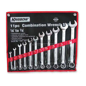 Kunci Kombinasi Combination Wrench Set 1/4 - 7/8 inch 11pcs Krisbow KW0100350-0