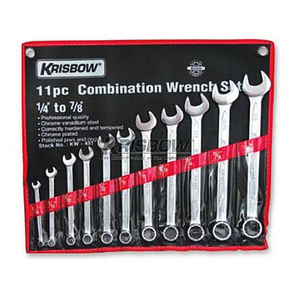 Kunci Kombinasi Combination Wrench Set 1/4 - 7/8 inch 11pcs Krisbow KW0100350-32816