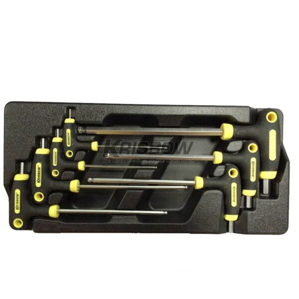 Gagang Kunci T Handle Ballpoint Hex Key 7Pcs With Tray Krisbow 10066100-0