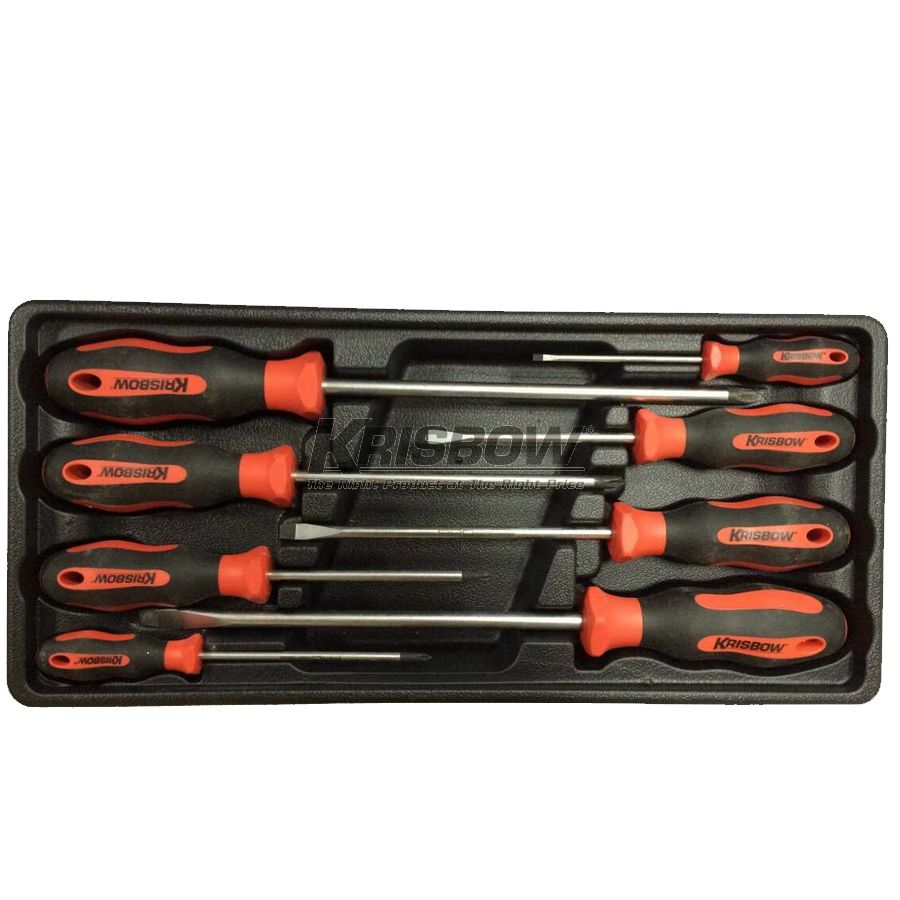 Obeng Screwdrivers 8Pcs With Tray Krisbow 10066257-0